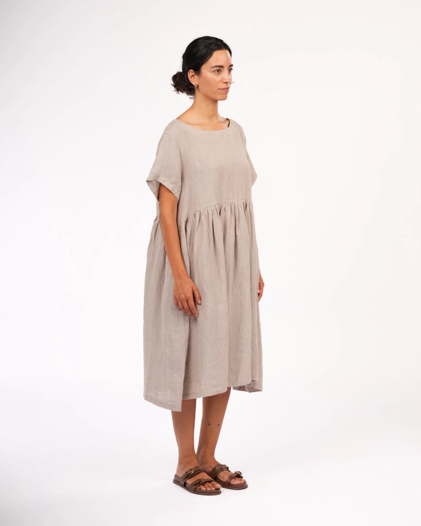 MONTAIGNE Juni French linen summer staple dress in Houndstooth