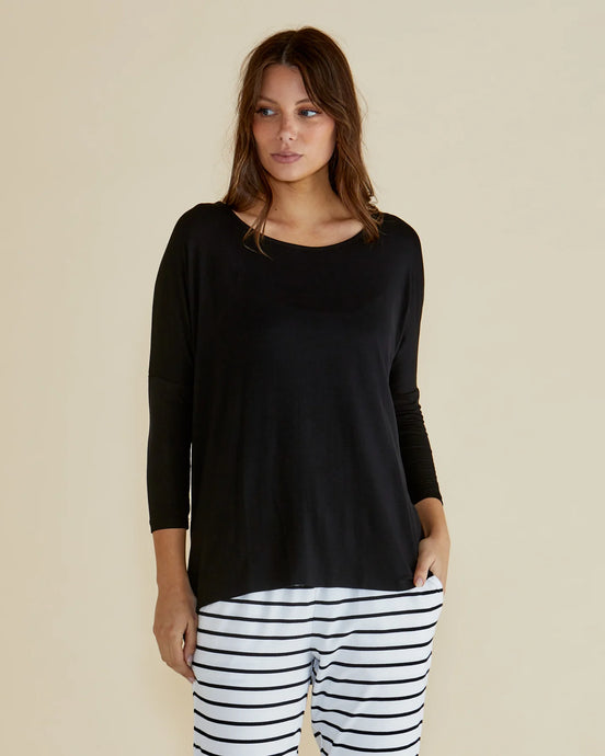 Milan 3/4 Sleeve Top Black