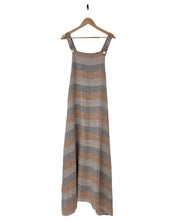 Load image into Gallery viewer, Montaigne Overall-style maxi linen dress in stripe - Orange Stripe