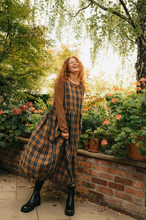 Load image into Gallery viewer, Montaigne Sartene French Linen Dress in Blue Tweed Check