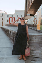 Load image into Gallery viewer, Montaigne Sartene French linen tartan dress Blue