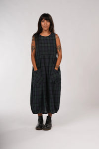 Montaigne Sartene French linen tartan dress Blue