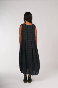 Montaigne Sartene French linen tartan dress Blue