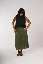 Load image into Gallery viewer, Italian Linen Eva Tulip Skirt Forest Green