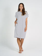 Load image into Gallery viewer, Nicks Bamboo Tee Dress Blue &amp; White Stripe