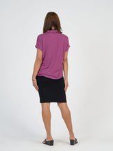 Load image into Gallery viewer, Rush Bamboo Short Sleeve Collared Polo Top - Plum