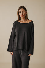 Load image into Gallery viewer, Retreat Cotton Twist Pullover Washed Black x Deep Ocean