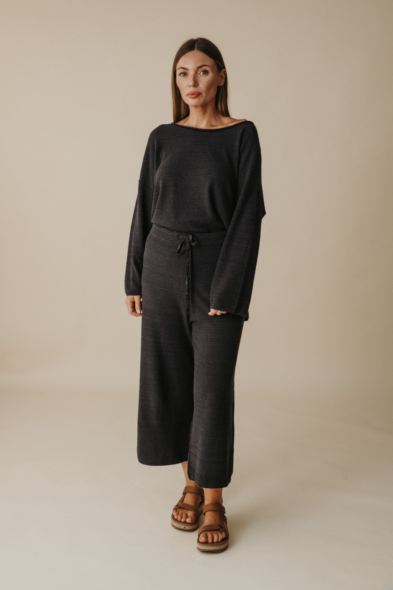 Retreat Cotton Twist Pullover Washed Black x Deep Ocean