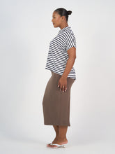 Load image into Gallery viewer, Rush Bamboo Short Sleeve Collared Polo Top - Navy &amp; White Stripe