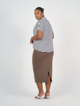 Load image into Gallery viewer, Rush Bamboo Short Sleeve Collared Polo Top - Navy &amp; White Stripe