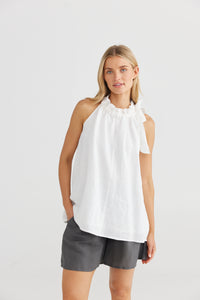 Lucia Top - White Linen Viscose