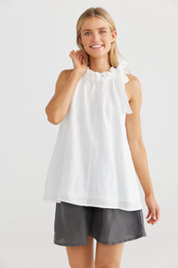 Lucia Top - White Linen Viscose