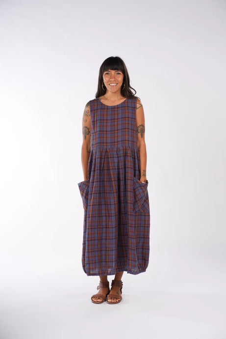 Sartene French Linen Dress in Plaid