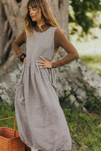 Load image into Gallery viewer, Sartene French Linen Dress in Tiny Brown Gingham