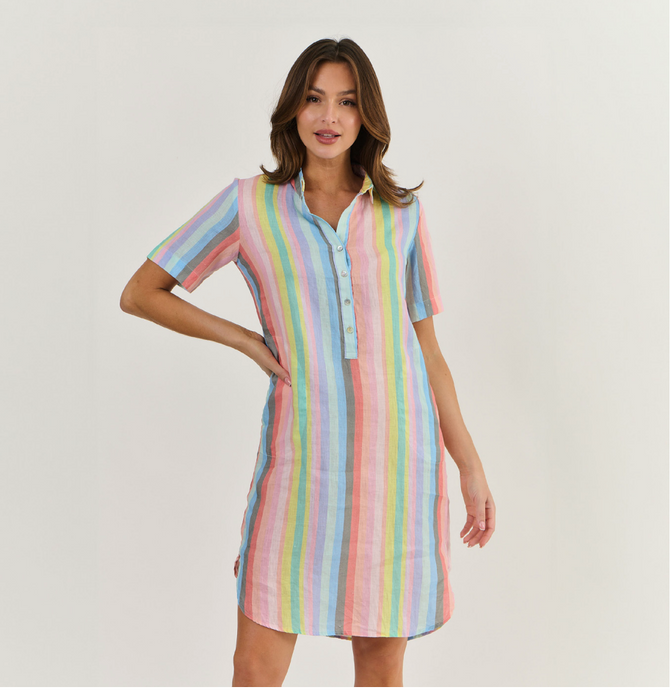 Classic Shirt Dress - Rayure Pastel