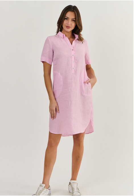 Classic Shirt Dress - Pastel Pink
