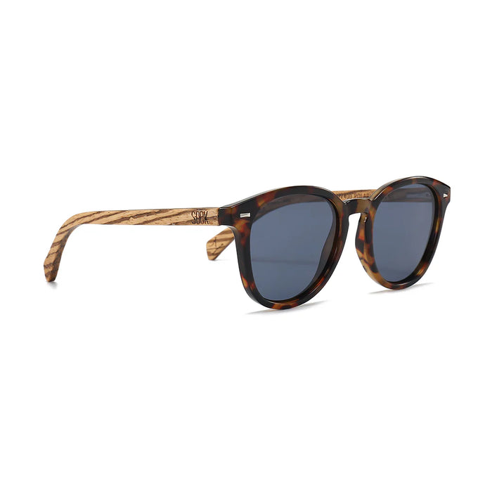 TAINE TORT - Tortoise Sunglasses l Blue Polarised Lens l Walnut Wooden Arms