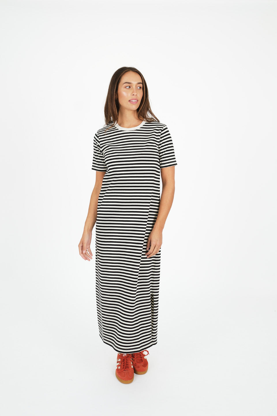 Voyage Striped Dress Black