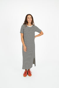 Voyage Striped Dress Black