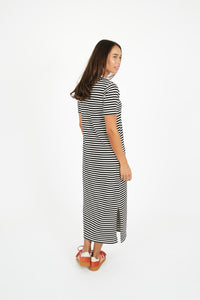 Voyage Striped Dress Black