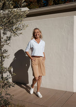 Load image into Gallery viewer, Khan Bamboo 3/4 Sleeve Collared Polo Top - White