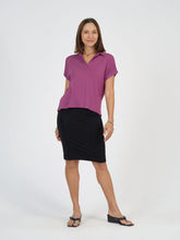 Load image into Gallery viewer, Rush Bamboo Short Sleeve Collared Polo Top - Plum