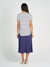 Load image into Gallery viewer, Veronica Bamboo V Neck Tee Blue &amp; White Stripe
