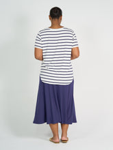 Load image into Gallery viewer, Veronica Bamboo V Neck Tee Blue &amp; White Stripe