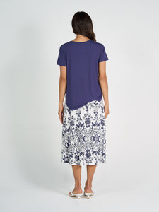 Veronica Bamboo V Neck Tee Blue