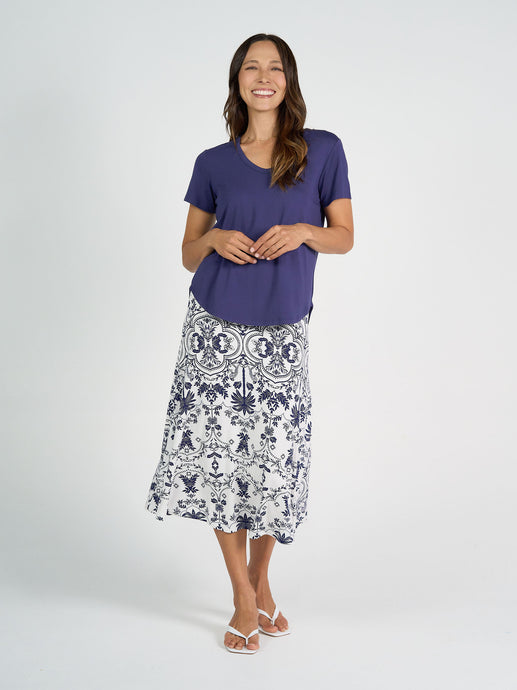 Veronica Bamboo V Neck Tee Blue
