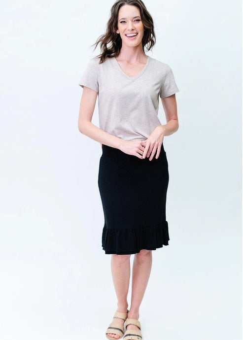 Veronica V Neck Tee - Linen