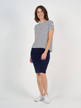 Load image into Gallery viewer, Wilde Bamboo Box Fit Tee - Navy Stripe