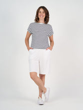 Load image into Gallery viewer, Wilde Bamboo Box Fit Tee - Navy Stripe