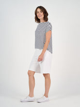 Load image into Gallery viewer, Wilde Bamboo Box Fit Tee - Navy Stripe