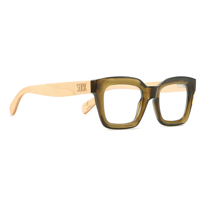 ZAHRA KHAKI Wooden Blue Light Blocking Magnifying Reader +2
