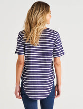 Load image into Gallery viewer, Ariana Tee Dark Blue Stripe