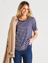 Load image into Gallery viewer, Ariana Tee Dark Blue Stripe