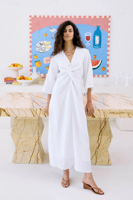 eb & ive Miramar Twist Maxi Dress white