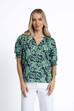Load image into Gallery viewer, Fleur Blouse Mint/Navy