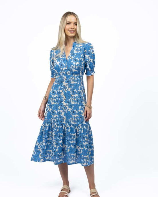 Fleur Midi Dress Blue/Stone