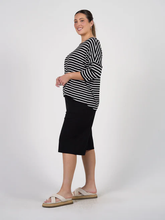 Load image into Gallery viewer, Camila 3/4 Sleeve Bamboo Top - Black &amp; White Stripe