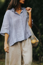 Load image into Gallery viewer, Dion Blue Fine Stripe Short Sleeve Shirt