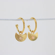 Load image into Gallery viewer, Moon Gazer Earring in Gold with Rose Quartz