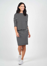 Load image into Gallery viewer, Camila 3/4 Sleeve Bamboo Top - Black &amp; White Stripe