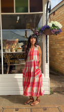 Load image into Gallery viewer, Sartene French linen dress in Orange check