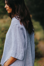 Load image into Gallery viewer, Dion Blue Fine Stripe Short Sleeve Shirt