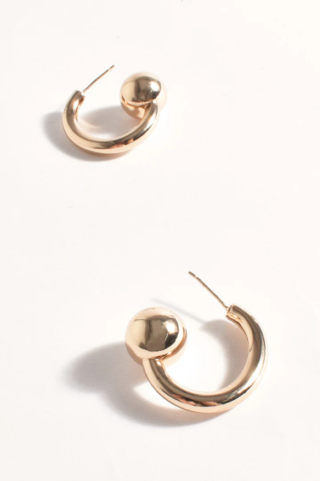 Metal Ball End Mini Hoops Gold