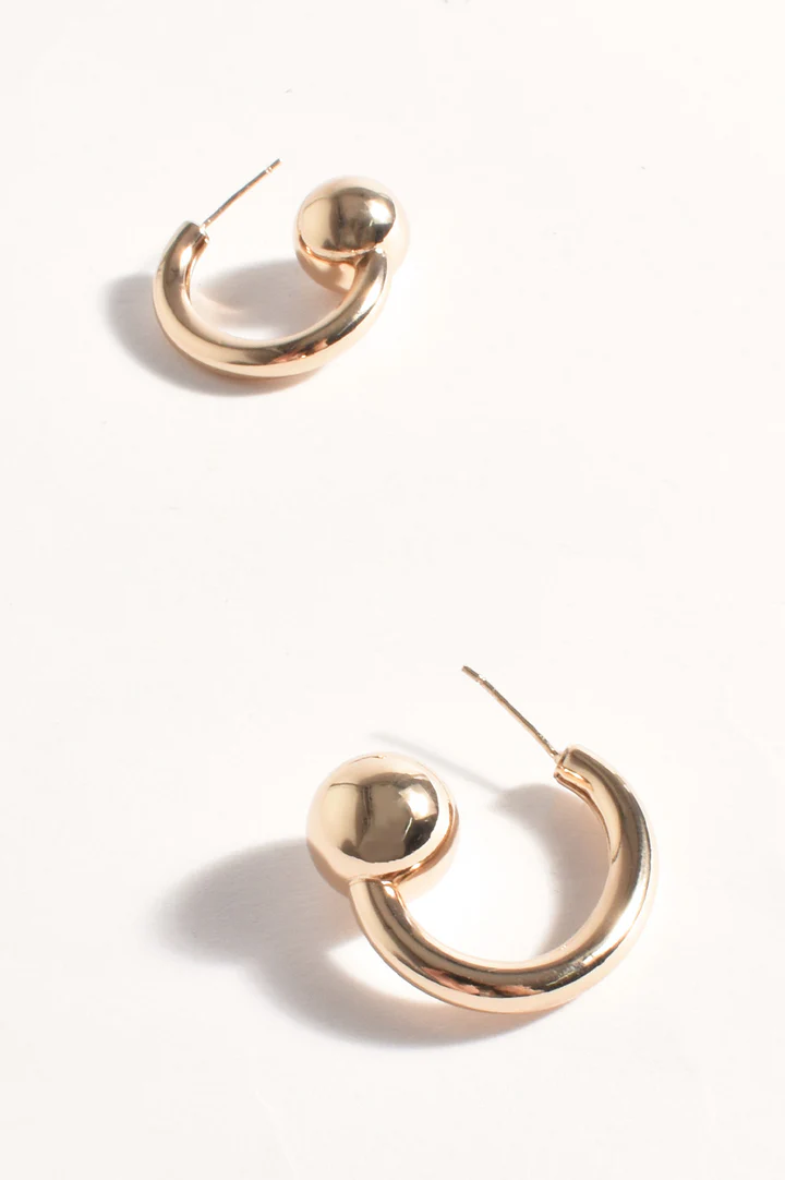 Metal Ball End Mini Hoops Gold