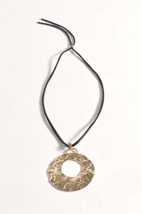 Textured Metal Adjustable Pendant Necklace