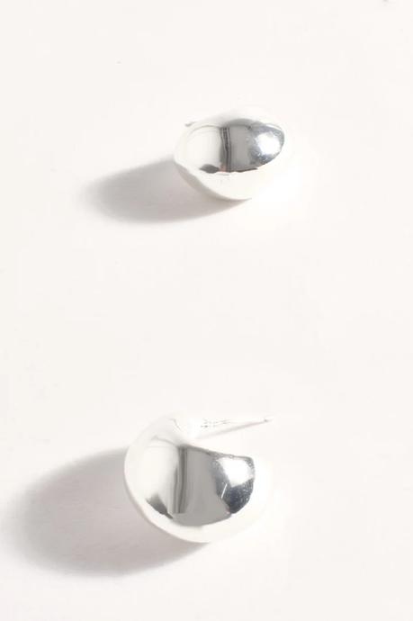 Polished Curved Dome Earrings Silver